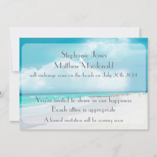 Save The Date Mariage plage Enregistrer la date (Dos)