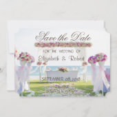 Save The Date Mariage Plage, Floral Économisez La Date (Devant)