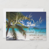 Save The Date Mariage Plage, Palmiers, Sable Enregistrer La Date (Devant)