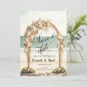 Save The Date Mariage Plage Roses Arbor Enregistrer La Date (Debout devant)