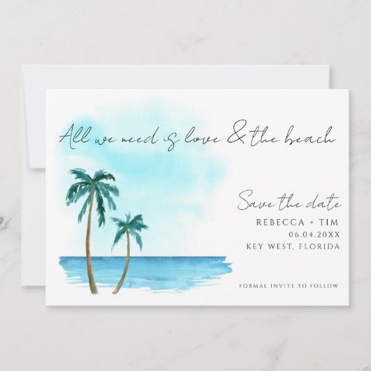 Save The Date Mariage Plage Simple Photo Enregistrer La Date (Devant)