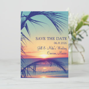 Save The Date Mariage Plage Tropicale Mexique Enregistrer la Dat