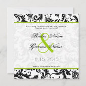 Save The Date Mariage Pommes Vertes Damassé à Tourbillons Enregi (Dos)