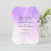 Save The Date Mariage pourpre aquarelle. lavande romantique (Debout devant)