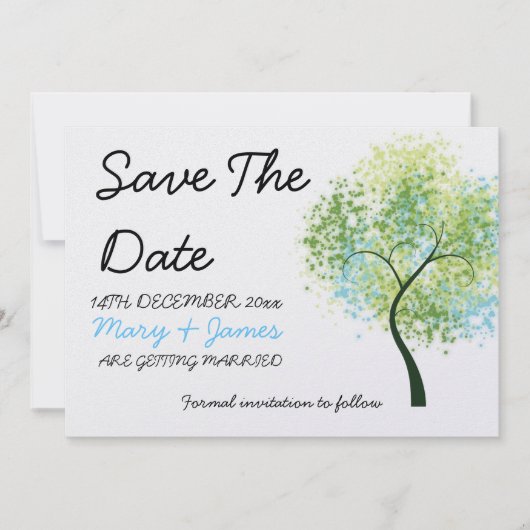 Save The Date Mariage printanier arbre tourbillonnant « Save The (Devant)