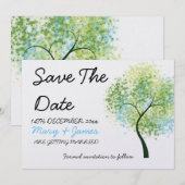 Save The Date Mariage printanier arbre tourbillonnant « Save The (Devant / Derrière)