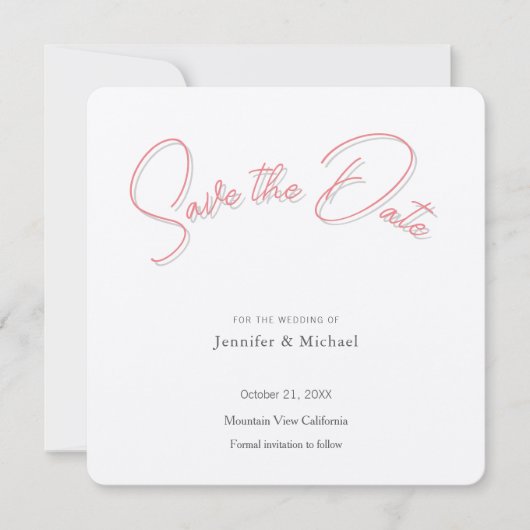 Save The Date Mariage professionnel minimaliste Plain moderne (Devant)