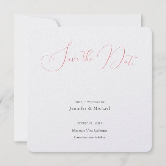 Save The Date Mariage professionnel minimaliste Plain moderne (Devant)