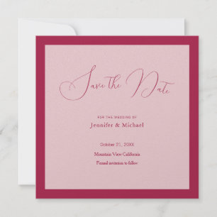 Save The Date Mariage professionnel minimaliste Rose couleur rou