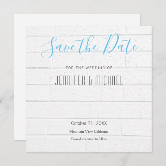 Save The Date Mariage Professionnel Mur Design moderne Ciel bleu (Devant / Derrière)