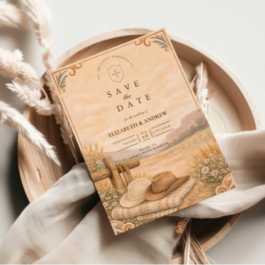 Save The Date Mariage Ranch du désert occidental