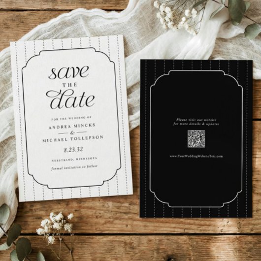 Save The Date Mariage Rayures Noires et Blanches Prépa