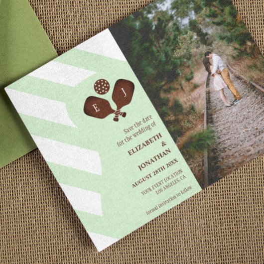 Save The Date Mariage Rayures Pickleball Prépa