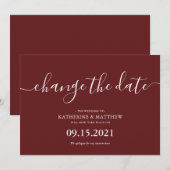 Save The Date Mariage Réorganisé Typographie Bourgogne (Devant / Derrière)