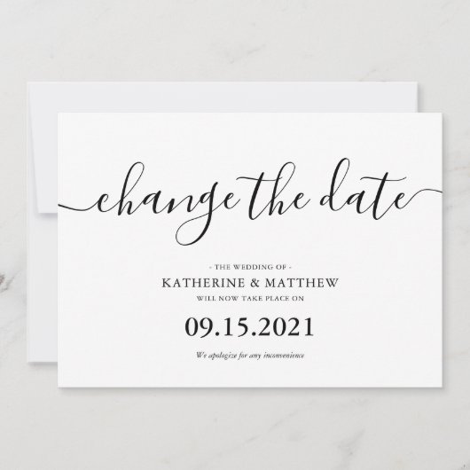 Save The Date Mariage Reporté Écriture Manuscrite (Devant)