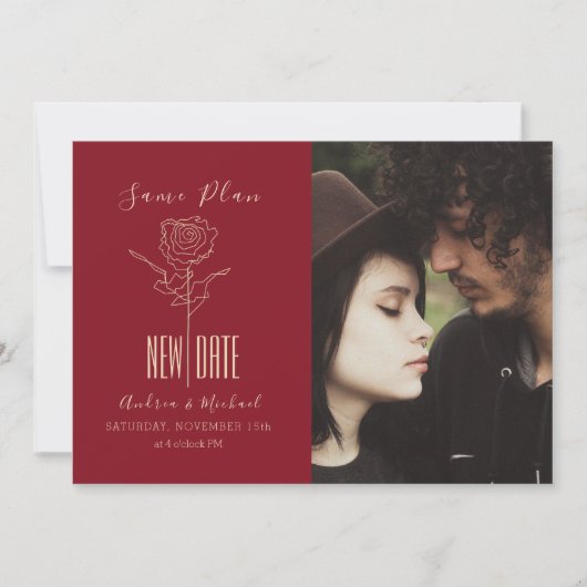 Save The Date Mariage Reporté Écriture Moderne Élégante (Devant)