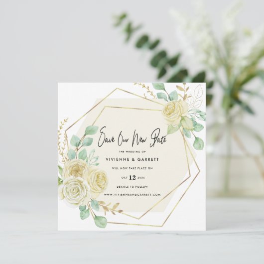 Save The Date Mariage reporté Mariage nouvelle date (Debout devant)