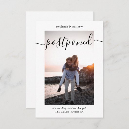 Save The Date Mariage Reporté Modifier La Date Photo (Devant / Derrière)