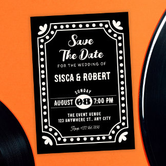 Save The Date Mariage rétro amusant noir