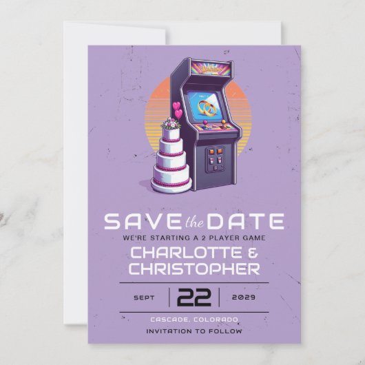 Save The Date Mariage Retro Arcade (Devant)