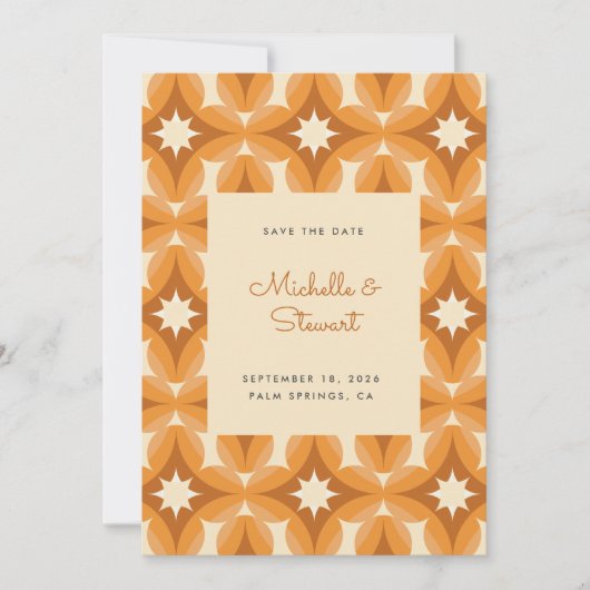 Save The Date Mariage rétro Brown Gras Moderne (Devant)