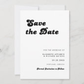 Save The Date Mariage Rétro Chic Noir et Blanc (Devant)