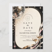 Save The Date Mariage Rétro Disco Glamour (Devant)