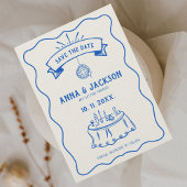 Save The Date Mariage Rétro Illustré à la Main Dessin Fantaisist