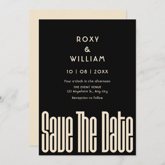 Save The Date Mariage rétro moderne  (Devant / Derrière)