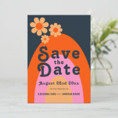 Save The Date Mariage rétro moderne Daisy des années 70 (Debout devant)