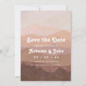 Save The Date Mariage rétro montagne et forêt ombré rose (Devant)