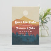 Save The Date Mariage Retro Mountain et Forest Overlay (Debout devant)