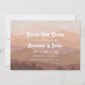 Save The Date Mariage Retro Mountain et Forêt Dusty Pink Ombre (Devant)