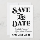 Save The Date Mariage rétro noir et blanc (Devant)