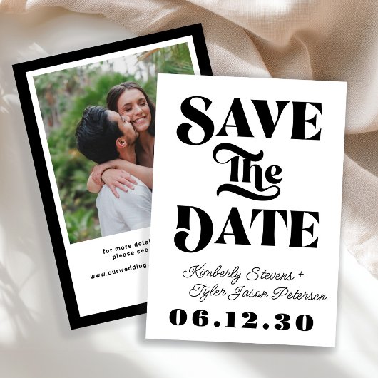 Save The Date Mariage rétro noir et blanc