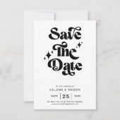 Save The Date Mariage Rétro Noir et Blanc avec Écriture Gras Gro (Devant)