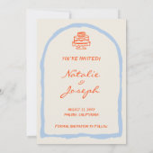 Save The Date Mariage Rétro Orange Bleu Dessiné à la Main Tendan (Dos)