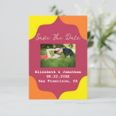 Save The Date Mariage rétro Southwestern Sunrise (Debout devant)