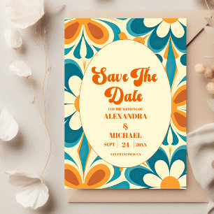 Save The Date Mariage Rétro Unique et Coloré Groovy