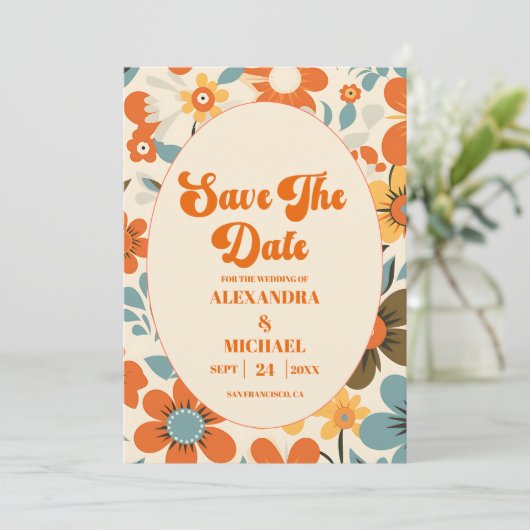 Save The Date Mariage rétro vintage (Debout devant)
