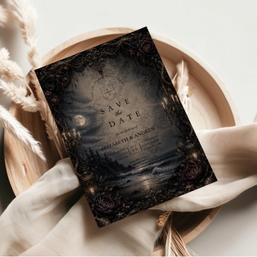 Save The Date Mariage Romance Côtière Sombre