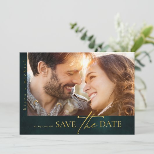 Save The Date Mariage Romance V2H Emerald Green ID881 (Debout devant)