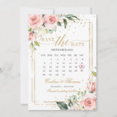 Save The Date Mariage romantique à cadre rose floral rose (Devant)