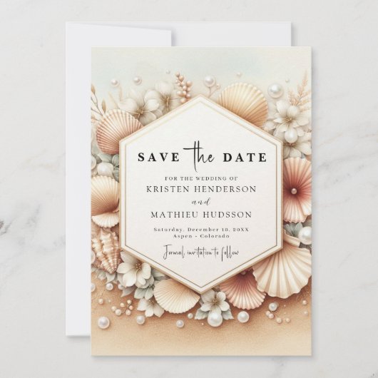 Save The Date Mariage romantique à la plage imprimable (Devant)