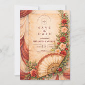 Save The Date Mariage Romantique à l'Éventail Espagnol (Devant)