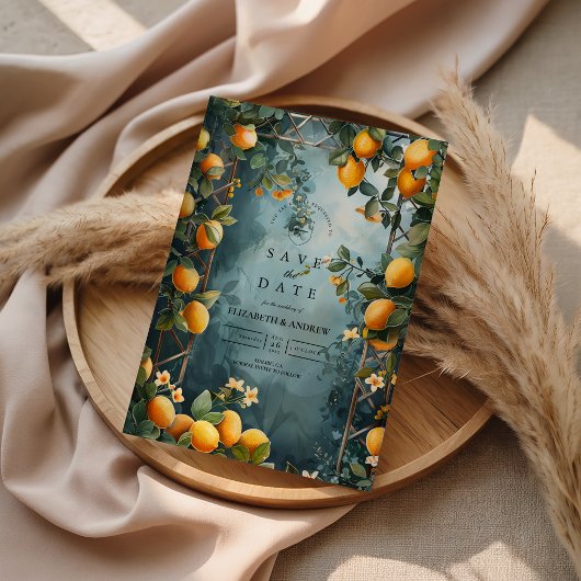 Save The Date Mariage Romantique au Jardin de Citrons