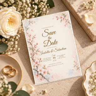 Save The Date Mariage Romantique aux Fleurs de Cerisier