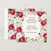 Save The Date Mariage romantique aux roses rouges et muguet (Devant / Derrière)
