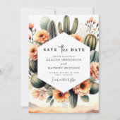 Save The Date Mariage romantique Boho Cactus (Devant)