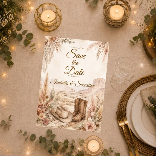 Save The Date Mariage romantique dans le désert occidental